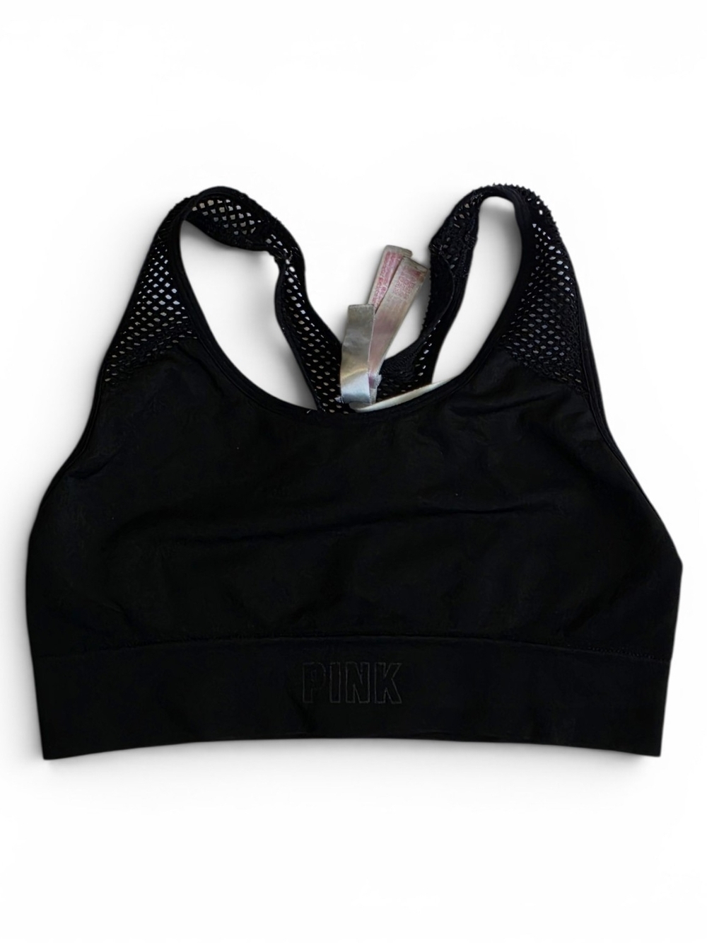 PINK Victoria's Secret Women's Black Mesh Racerback Sports Bra